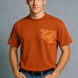 Vintage International Male Short Sleeve Shirt Large Orange Grunge Preppy Casual